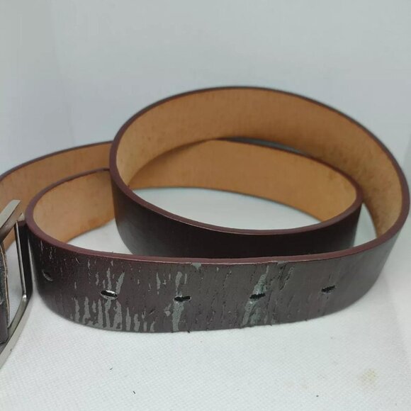 Belt for Men L Regular Brown Leather Single Buckle Studded Casual Grade C - Picture 2 of 3